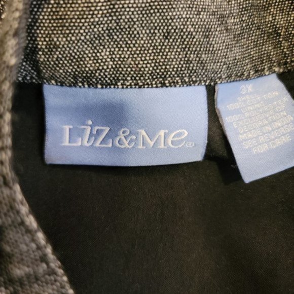 Liz & Me Womens Gray Floral Pattern Long Sleeves Button Down Blazer Plus Size 3X - Picture 5 of 6